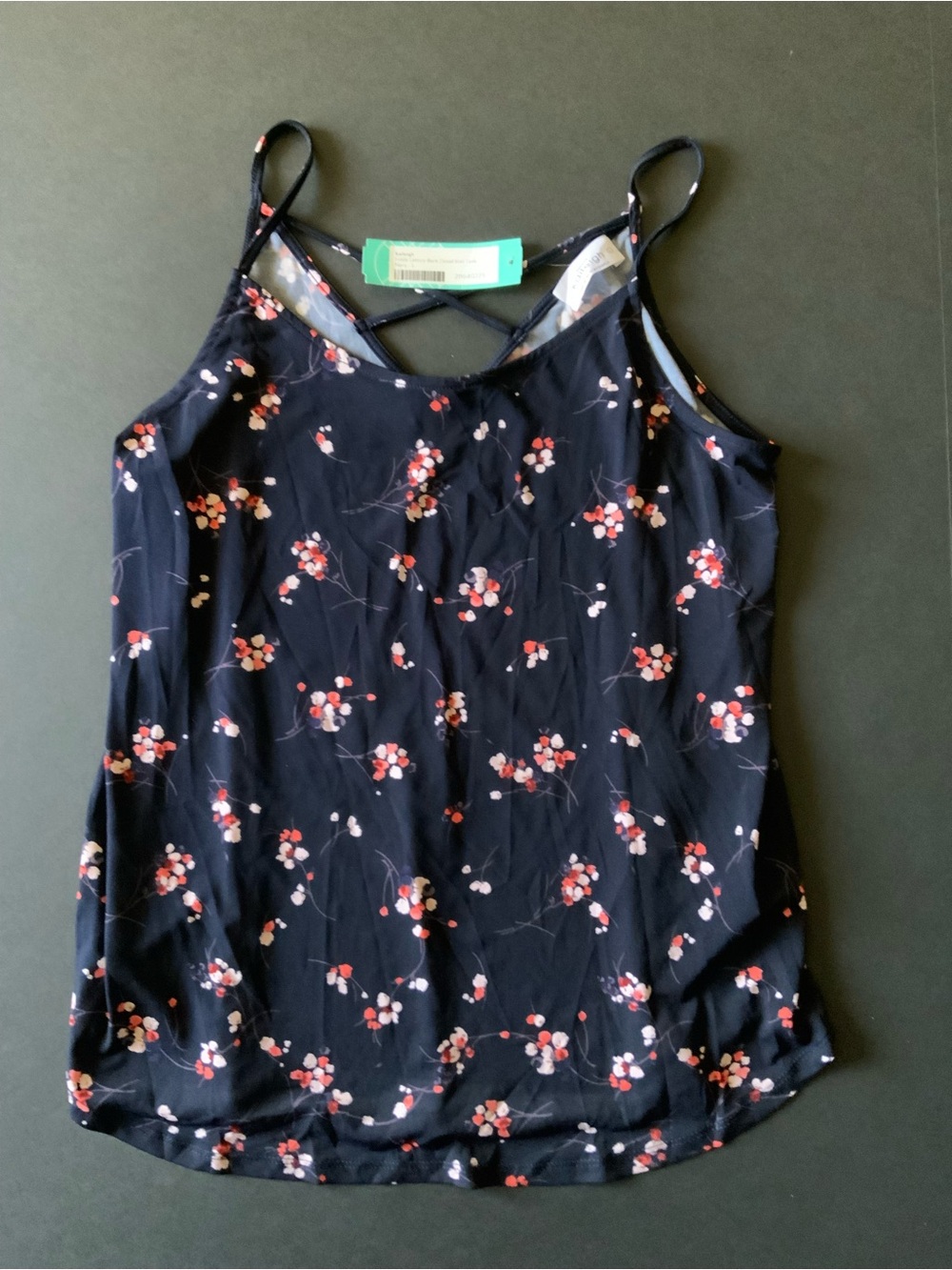 Kensie Black Floral Crisscross Strap Camisole